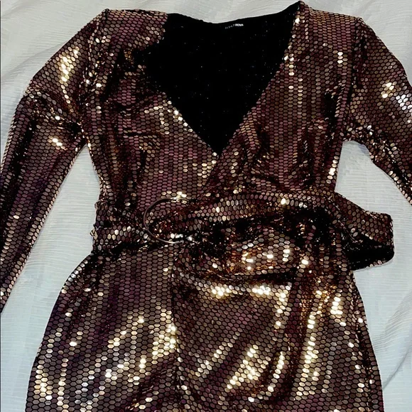 Fashion Nova | Dresses | Golden Sequin Disco Dress | Poshmark